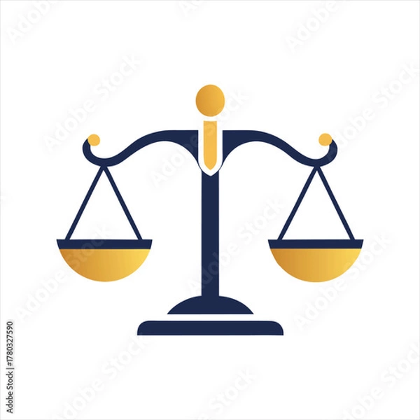 Obraz Minimalist Justice Scale Icon – Law Firm Symbol in Flat Vector Style