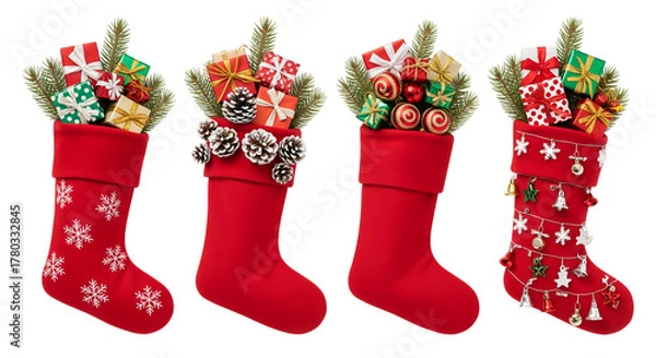 Obraz christmas sock isolated on white