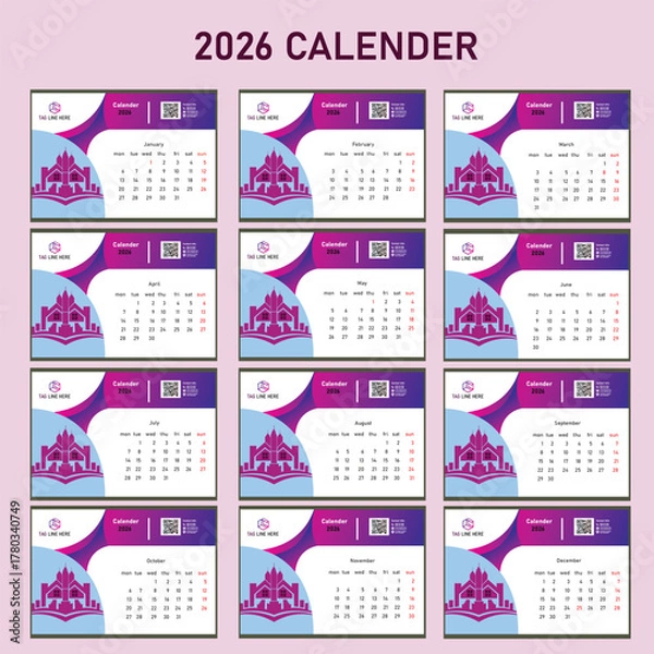 Fototapeta Business Desk Calendar 2026