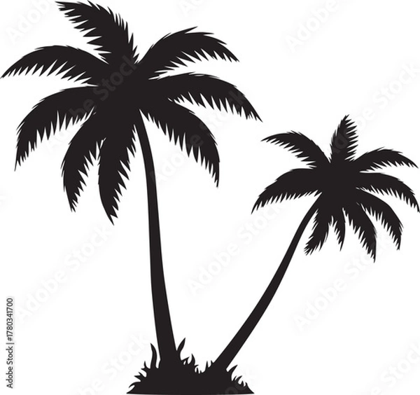 Fototapeta Palm Silhouette Clipart Set