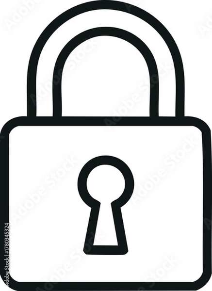 Fototapeta Illustration of a black padlock, symbolizing security, protection, and privacy in a simple and modern design