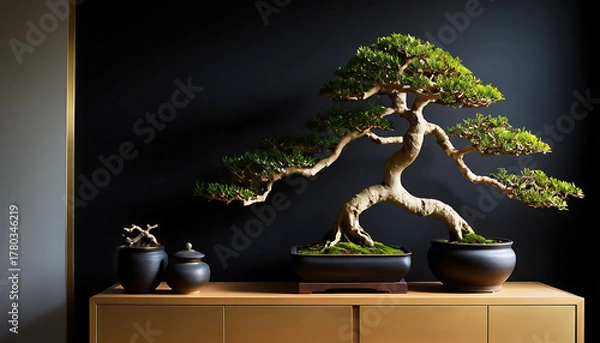 Fototapeta Contemporary studio composition featuring everyday object and crisp sunlight, elegant shadows across wall and floor, soft gradient background, copy-space friendly