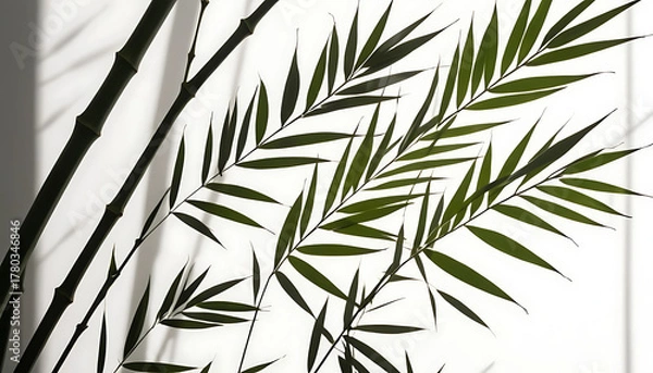 Fototapeta Stylish interior detail captured in golden hour light, geometric shadow patterns and tasteful minimal design, perfect for mockups, brochures and lookbooks