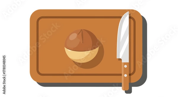 Fototapeta Chef's Preparation: A Nut On Cutting Board, Ready To Be Sliced For Culinary Delights