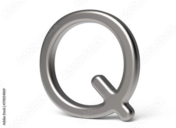 Obraz 3D render metallic alphabet Q