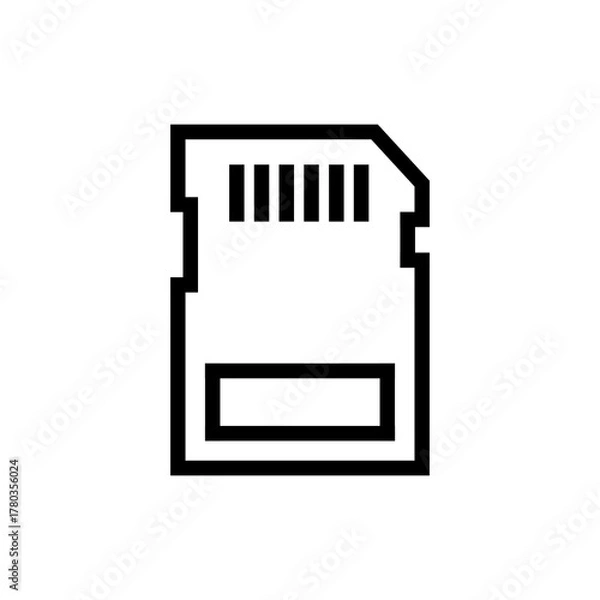 Fototapeta Vector Memory Card Icon – SD Card, Data Storage, Flash Drive, Electronic, Multimedia Device, Technology, Portable, and Media Symbol