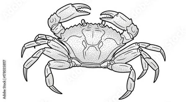 Obraz Detailed illustration of a crab with open claws against a clean white backdrop