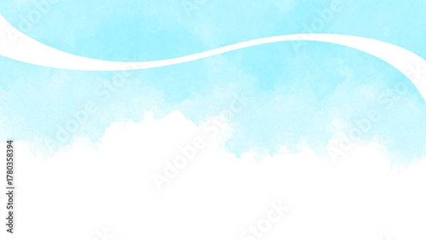 Obraz かぶせる半透明の装飾波1本ライン水色