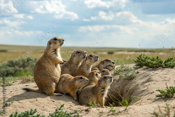 Obraz prairie dog group huddle