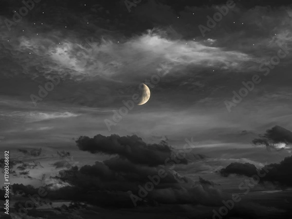 Fototapeta Islam moon star night isra miraj namaz sunset background mubaruk greeting islam ramadan element masjid aqsa hajj kaaba umrah eid arabian religion islamic arab muslim greeting miraj kaaba