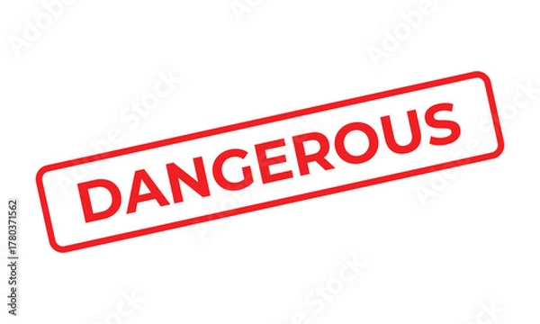 Fototapeta Red “DANGEROUS” stamp text on a white background symbolizing risk, hazard, or warning. Suitable for illustrating danger, safety alerts, or cautionary information in business or public contexts.