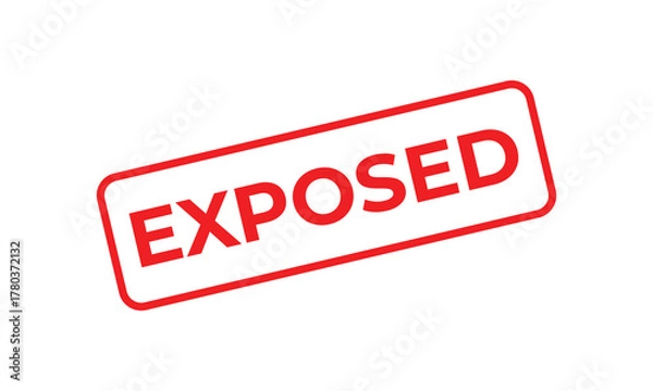 Fototapeta Red “EXPOSED” stamp text on a white background symbolizing disclosure, revelation, or exposure. Ideal for business, investigation, journalism, and warning-related creative design projects.