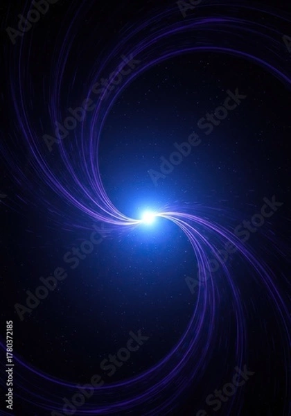 Fototapeta Abstract background depicting deep space with a powerful gravitational field effect, twisting the fabric of the universe into dark blue and violet patterns, theoretical, future, swirling