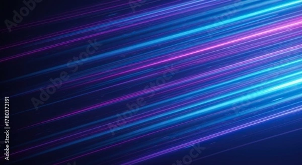 Fototapeta Abstract background depicting dynamic blue and purple light beams flowing rapidly, symbolizing futuristic technology, power, and high-speed connections ,plasma ,field ,connection