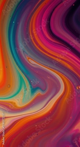 Fototapeta Abstract background design showing a vibrant, colorful, swirling field of liquid light and distorted patterns. Empty space for copy ,fluid ,template ,cyan