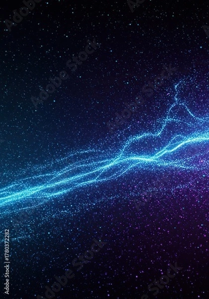 Fototapeta Abstract background featuring a dynamic warp field of glowing blue and purple energy particles across a deep space environment ,abstract ,motion ,grid