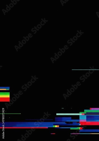 Fototapeta Abstract background featuring colorful digital noise, pixel distortion, static error lines, and retro futuristic aesthetics, design, cyberpunk, movement