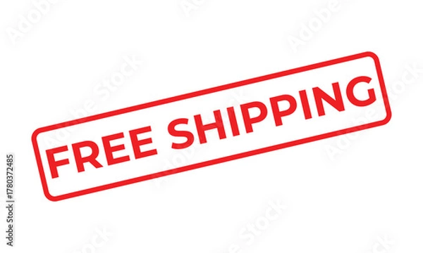 Obraz Red “FREE SHIPPING” stamp on a white background representing delivery, logistics, and e-commerce promotion. Ideal for online shop banners, marketing materials, and sales advertisements.