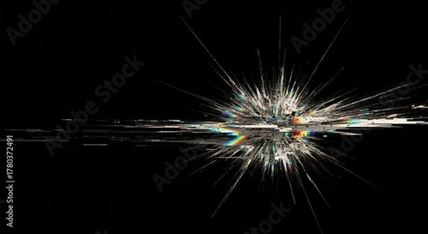 Fototapeta Abstract background featuring dynamic digital distortion, noise, and warped colorful patterns suggesting chaos and technological error ,colorful ,digital ,screen