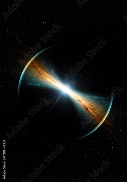 Fototapeta Abstract cosmic background showing spacetime distortion and powerful gravitational lensing effects in deep space, modern, blue, gravity