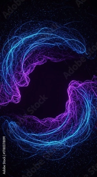 Fototapeta Abstract digital background showing a swirling network of interconnected curved blue and purple glowing pathways representing complexity and data flow ,purple ,structure ,shape