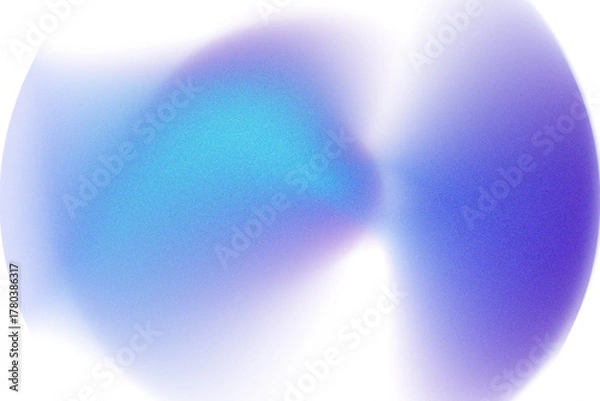 Fototapeta Abstract blue blurred lens flare gradient flowing wave form with grain texture, isolated dusty brush texture PNG. Iridescent smooth noise design element, transparent background. Aesthetic decoration.