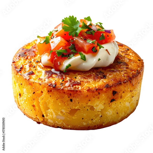 Fototapeta Hearty mini chupe de maní peanut stew isolated on a pure white surface, a nutritious bolivian dish