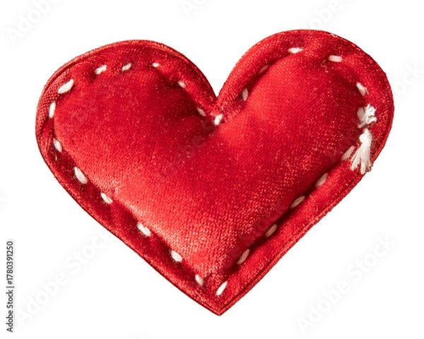 Obraz Handmade red heart shape with stitches