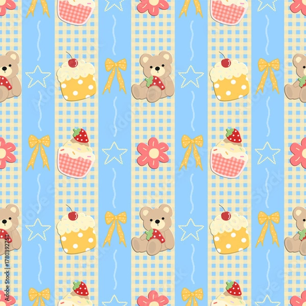 Obraz seamless pattern with animal and cupcake 