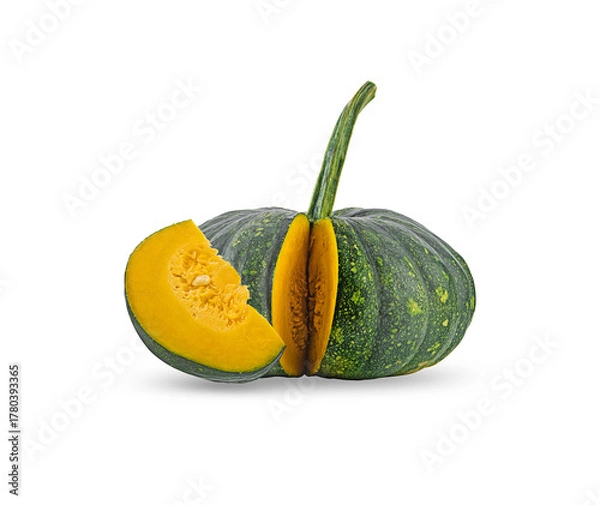 Fototapeta fresh pumpkin and slice isolated on a white