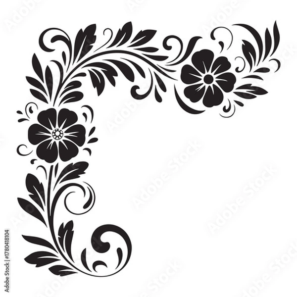 Obraz Elegant black floral ornament collection,  greeting cards, logos, patterns, and vector art projects.
