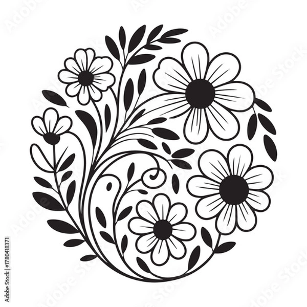 Obraz Elegant black floral ornament collection,  greeting cards, logos, patterns, and vector art projects.
