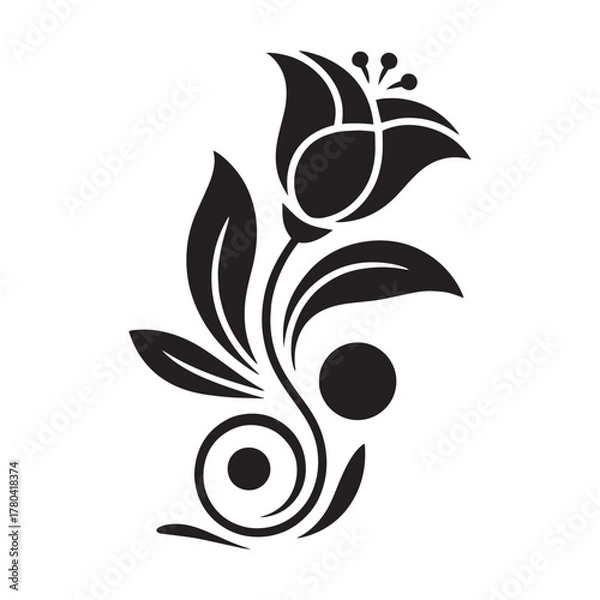 Obraz Elegant black floral ornament collection,  greeting cards, logos, patterns, and vector art projects.