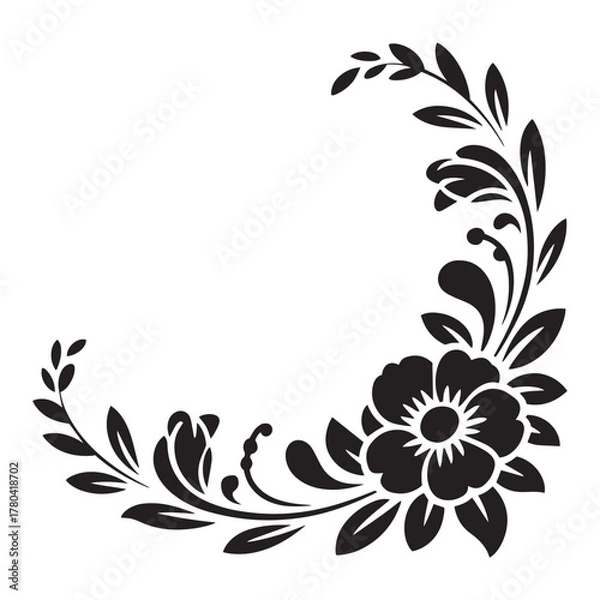 Obraz Elegant black floral ornament collection,  greeting cards, logos, patterns, and vector art projects.