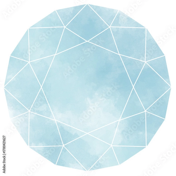 Obraz 透明感のある水色のジルコンカット水彩素材
