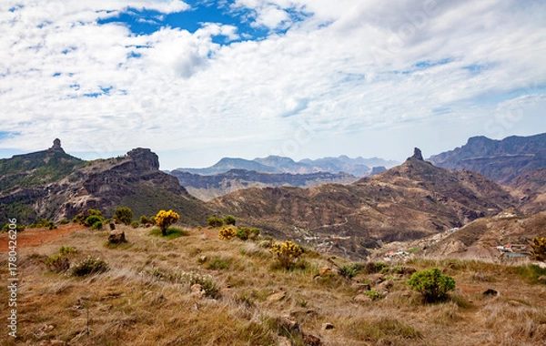 Fototapeta Rock formations Roque Nublo and Bentaiga, Island Gran Canaria, Canary Islands, Spain, Europe.