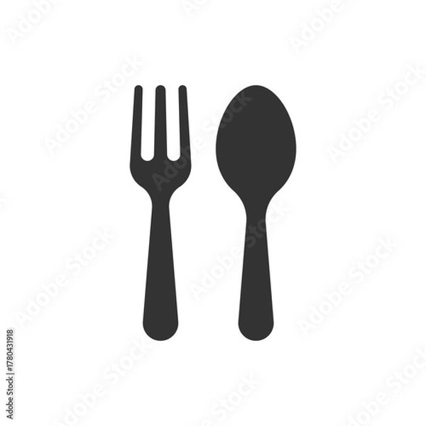 Obraz Spoon and fork icon isolated on white background.