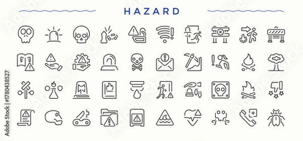 Fototapeta Hazard icon set. Awareness thin linear style icons. Risk icon. Editable vector stroke.