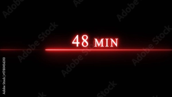 Fototapeta Counting timer minute illustration. Neon countdown timer 48 minutes.