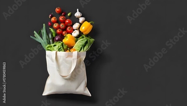 Obraz fresh vegetables on a renewable ecofrendly bag 