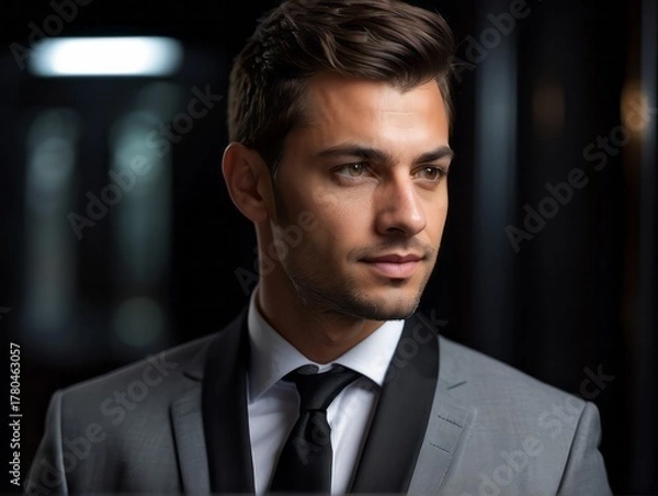 Obraz attractive confident young businessman guy model