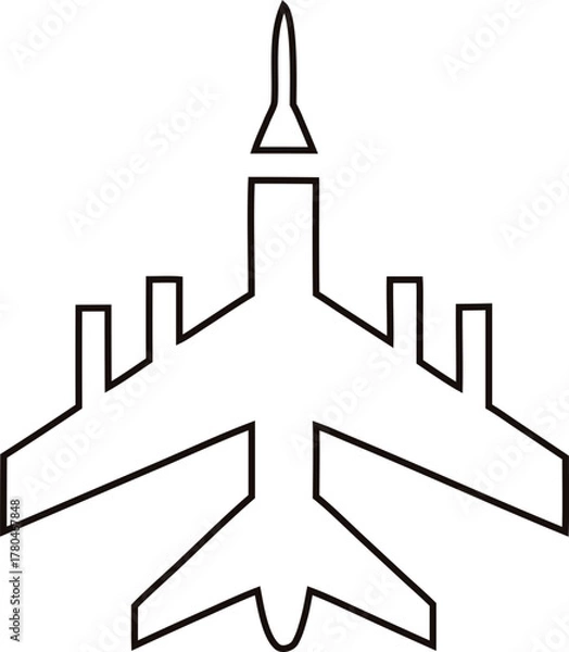 Obraz Fighter jet outline vector icon, perfect for aviation t-shirts, emblems, and digital artwork.