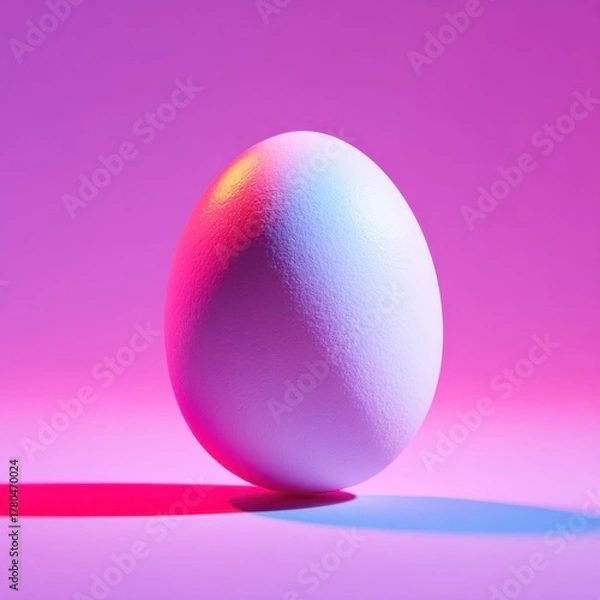 Fototapeta Minimalist Egg Still Life Radiating Serenity with Gradient Colored Illumination on Pastel Backdrop for Stock