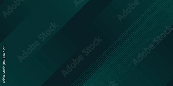 Fototapeta Dark green abstract stripes background vector with gradient shades, modern geometric design. Suit for business banners, templates, flyers, brochures, wallpaper, and presentation