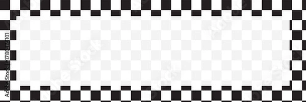 Fototapeta Checkerboard frame background Pixel art rectangle frame block border Black and White chess board pattern vector Design grid square texture