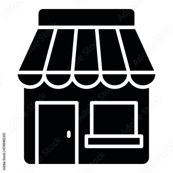 Fototapeta Flat Minimal Store Icon — Simple Modern Shop Design