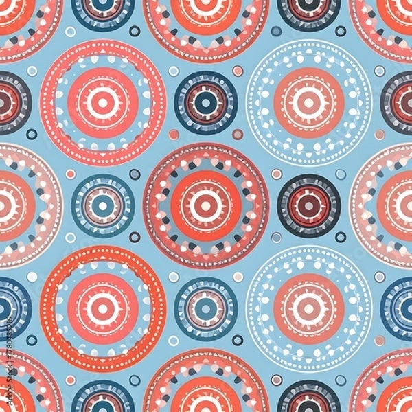 Fototapeta Repeating circular pattern with vibrant colors and concentric details