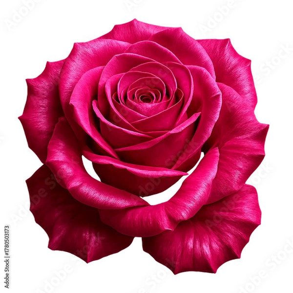 Fototapeta Vibrant Rose Bloom: A close-up view reveals the exquisite beauty of a fully bloomed rose, its layers of delicate petals showcasing a rich, captivating hue.