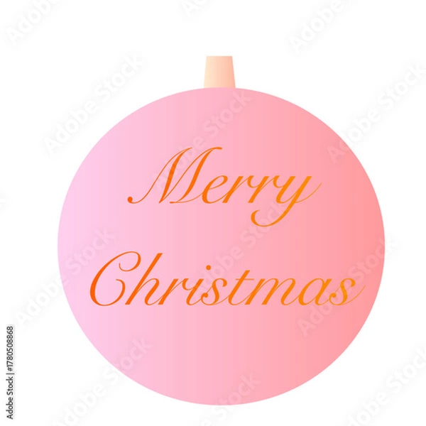 Obraz Merry Christmas ball with text, banner design on white background, vector illustration