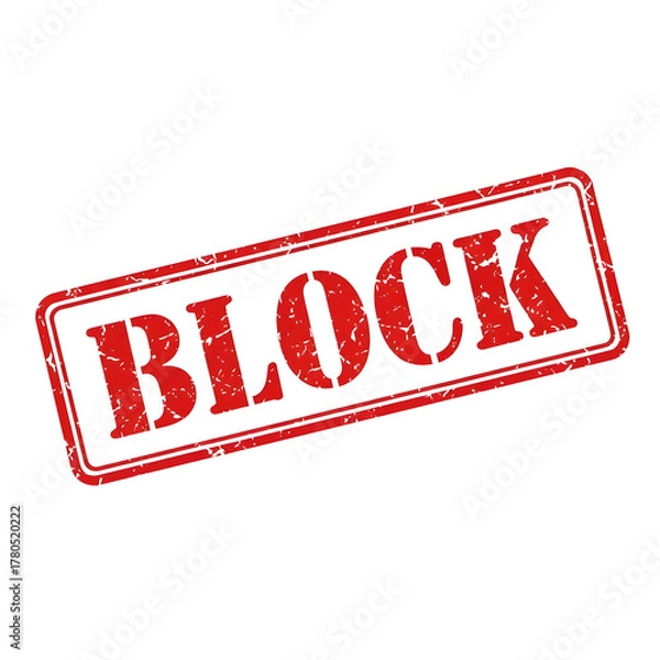 Fototapeta Red rubber stamp with the word block printed in bold letters isolated on transparent background